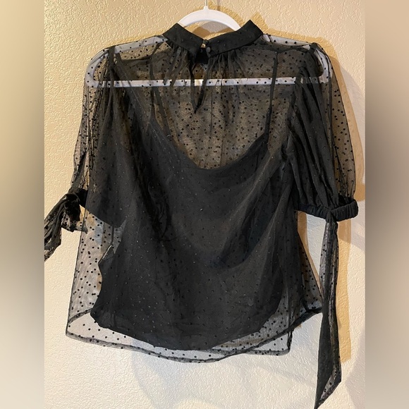 Anthropologie Black Sheer Blouse - Picture 4 of 6